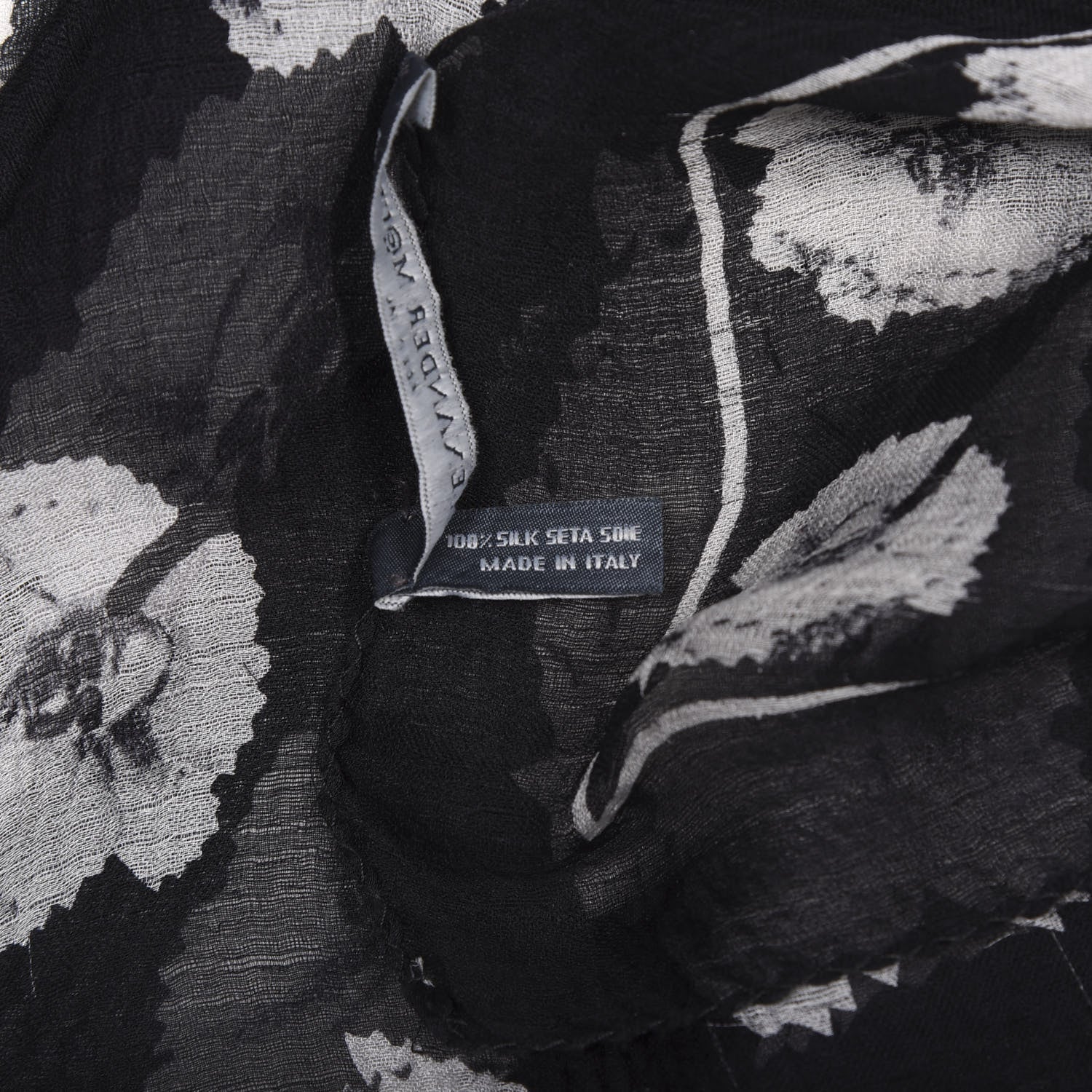 Alexander McQueen Silk Chiffon Flower Skull Scarf Black Ivory 5 of 5