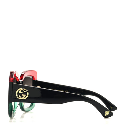 Gucci Acetate Square Frame Sunglasses GG0083S Glitter Red Black Green 3 of 8