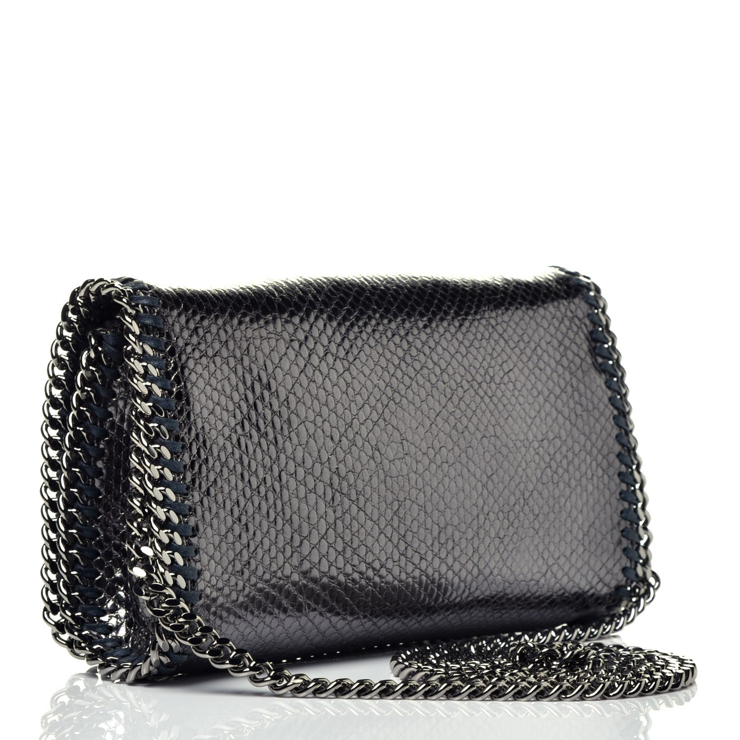 Stella McCartney Metallic Snake Print Falabella Crossbody Bag Ruthenium 3 of 9