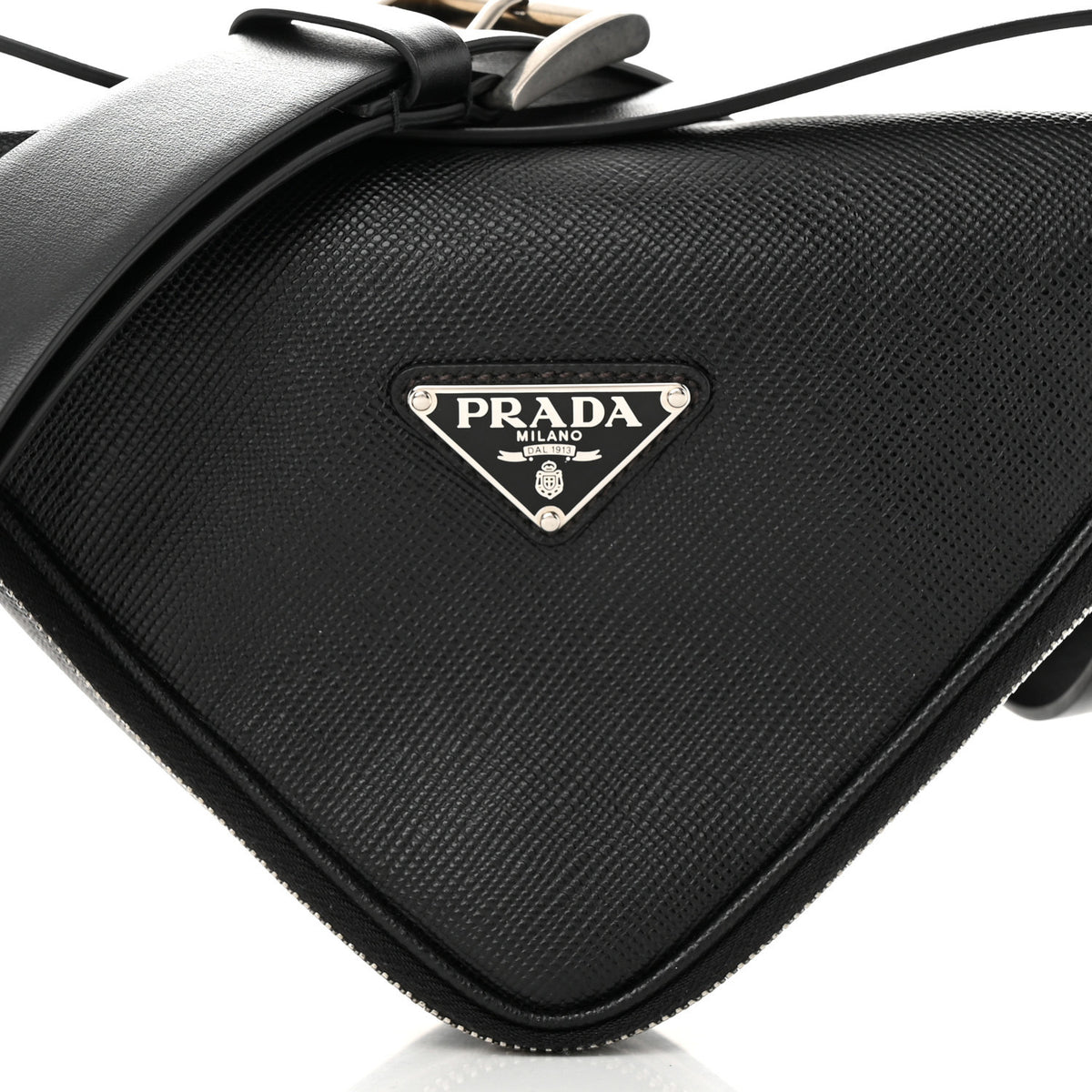 Prada Saffiano Triangle Belt Bag Black 9 of 11