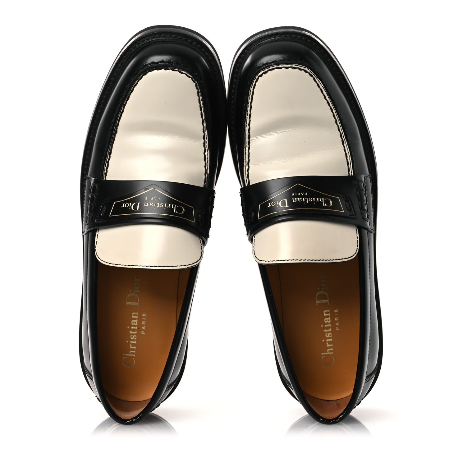 Brushed Calfskin Boy Loafers 37.5 Black White