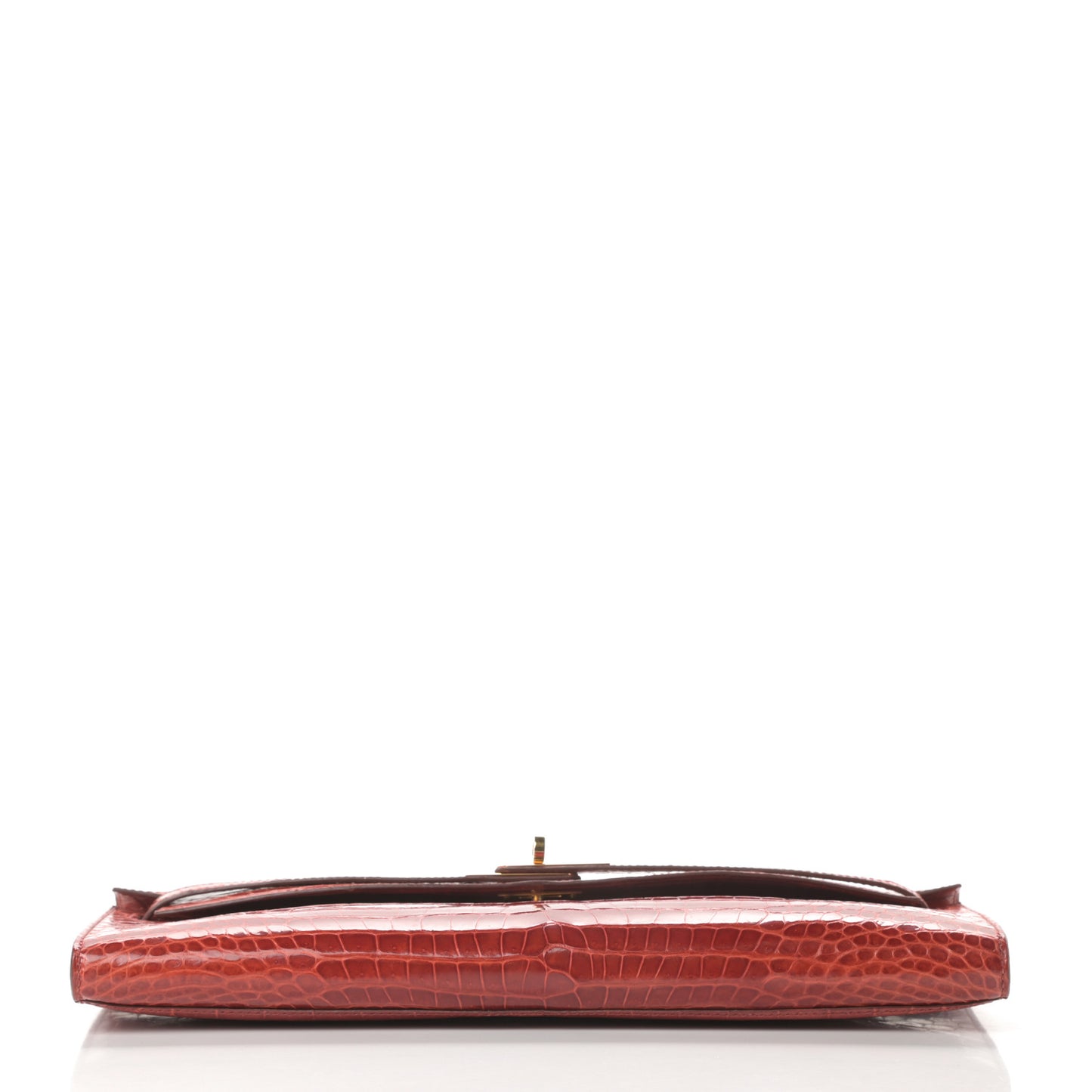 Shiny Porosus Crocodile Kelly Cut Pochette Sanguine