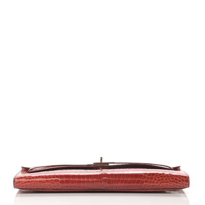 Hermes Shiny Porosus Crocodile Kelly Cut Pochette Sanguine 6 of 30