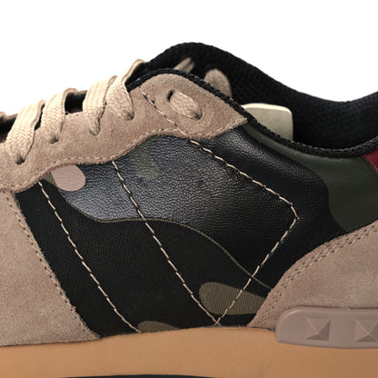 Valentino Garavani Nappa Suede Camouflage Womens Rockrunner Sneakers 38.5 Army Green Beige 11 of 13