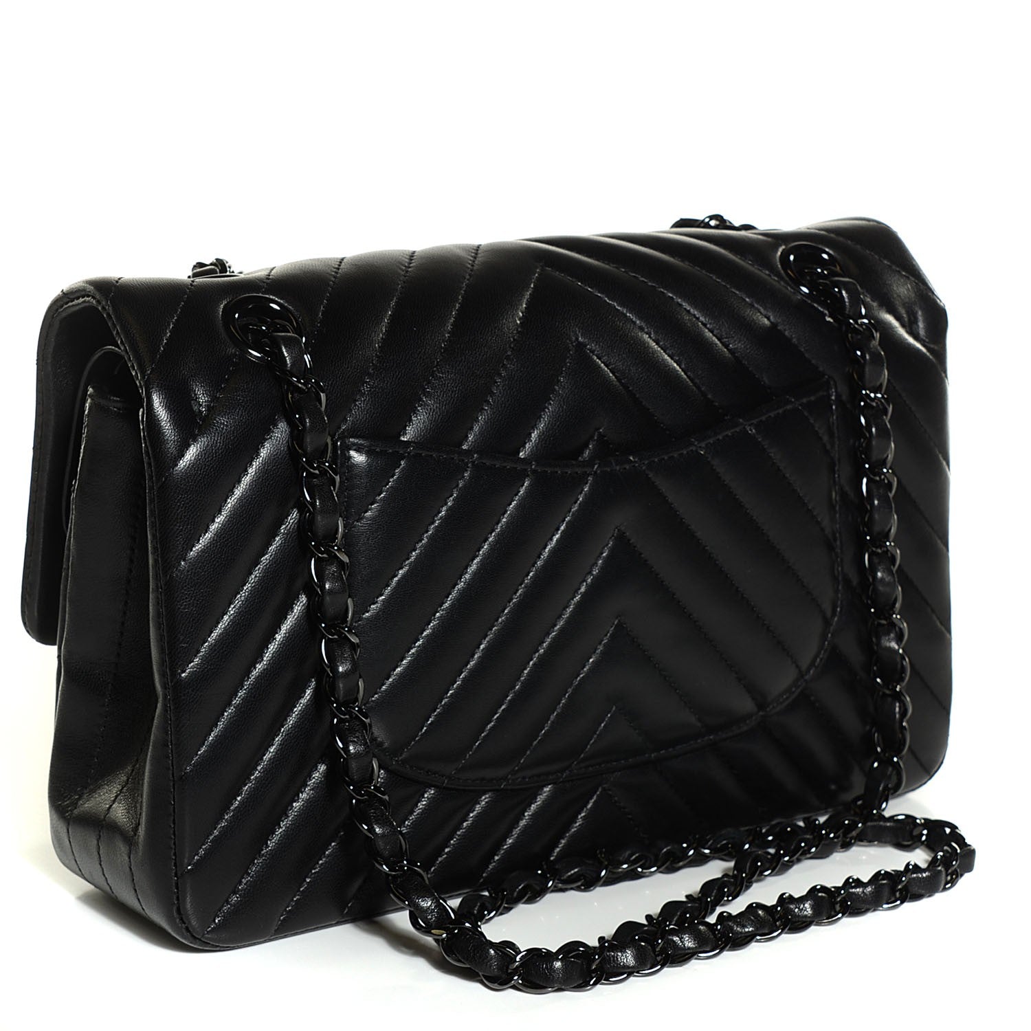 Chanel Lambskin Chevron 11.12 Medium Double Flap So Black 3 of 9
