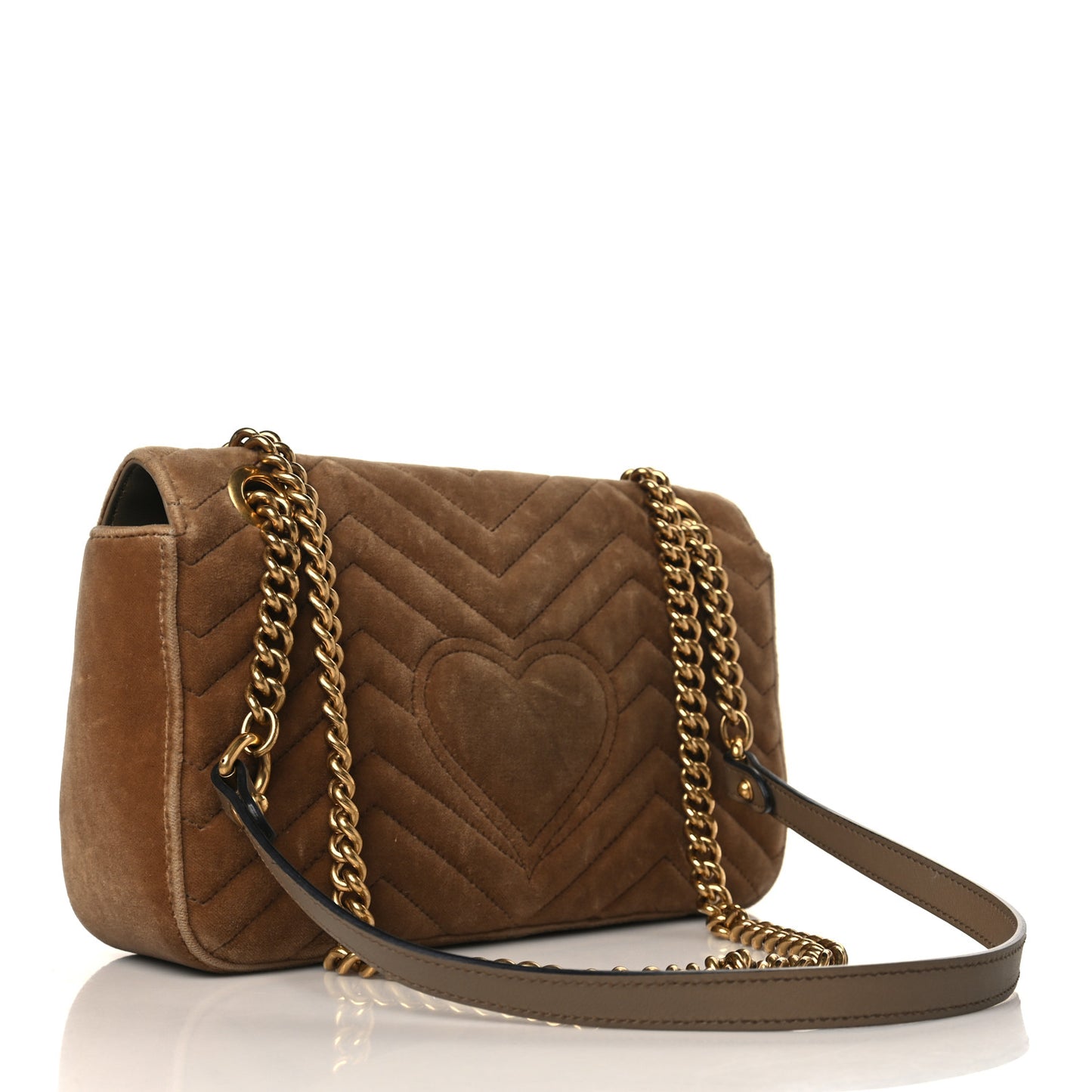 Velvet Matelasse Small GG Marmont Shoulder Bag Taupe