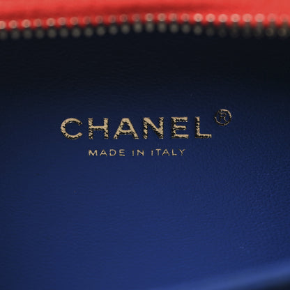 Chanel Caviar Quilted Small CC Filigree Vanity Case Blue White Red 6 of 10