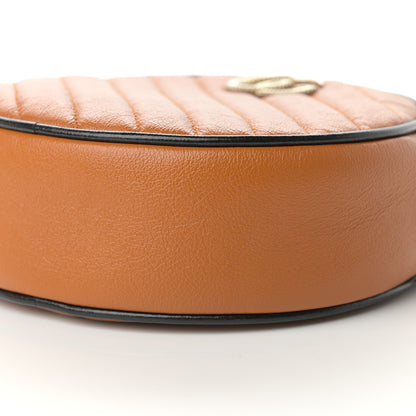 Gucci Azalea Calfskin Matelasse Diagonal Mini Torchon GG Marmont Round Shoulder Bag Cognac Black 10 of 13