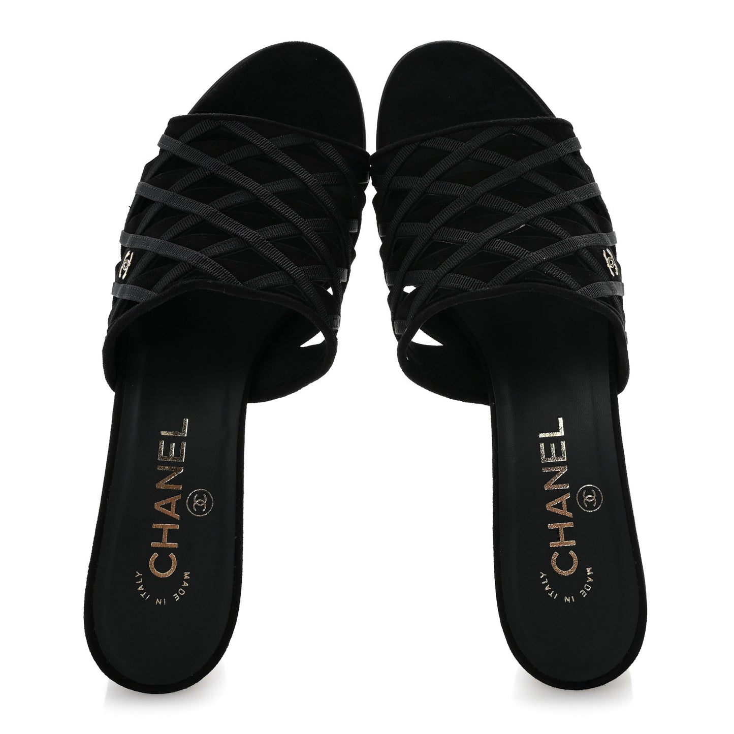 Suede Kidskin Grosgrain Sandals 39 Black