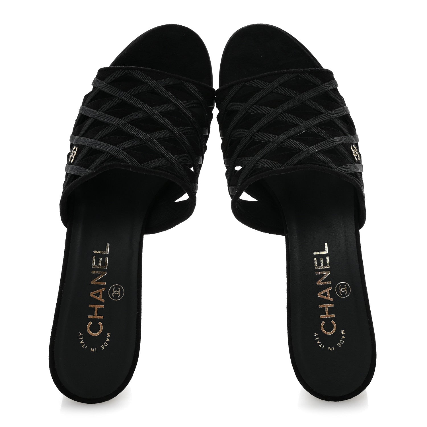 Chanel Suede Kidskin Grosgrain Sandals 39 Black 2 of 12