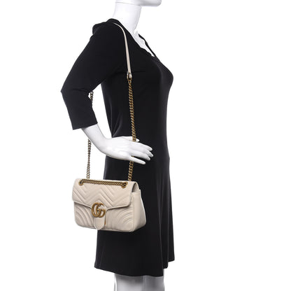 Gucci Calfskin Matelasse Small GG Marmont Shoulder Bag White 2 of 11