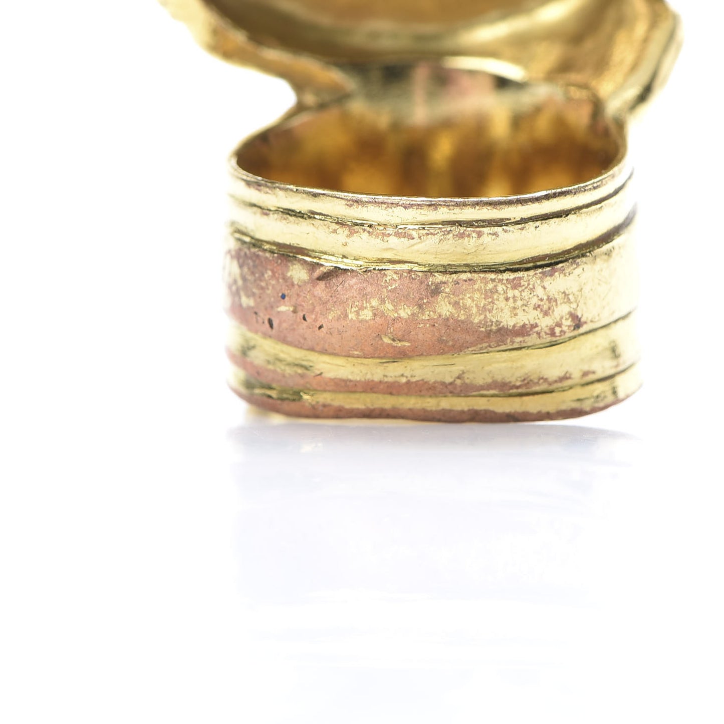 Glass Cabochon Arty Ovale Ring 7 Gold Lapis