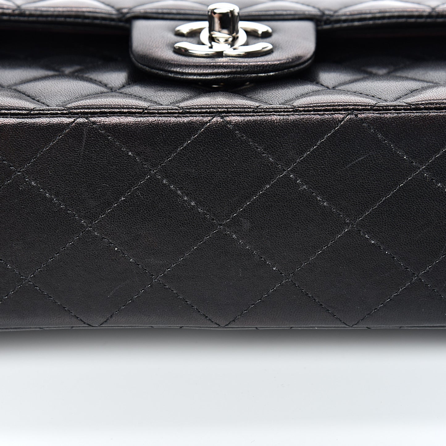 Lambskin Quilted Medium Double Flap Black