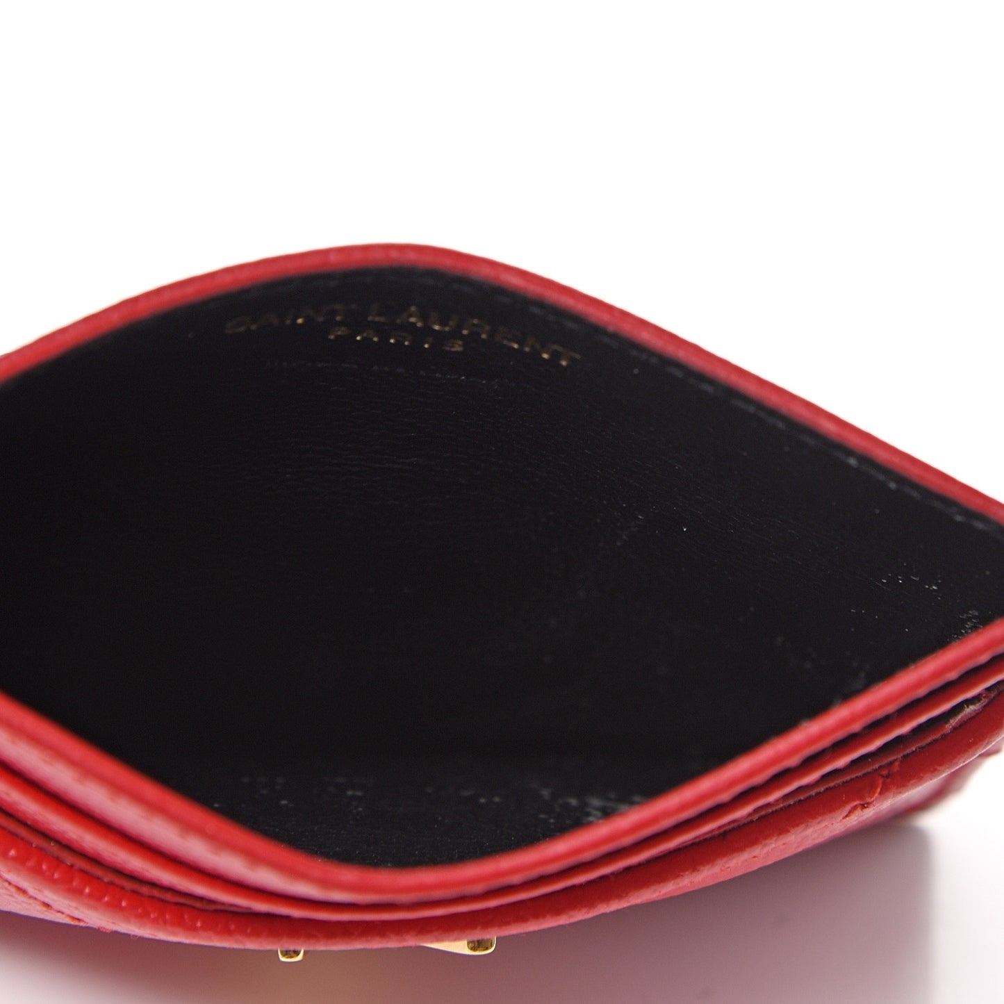 Grain De Poudre Matelasse Chevron Monogram Credit Card Case Bandana Red