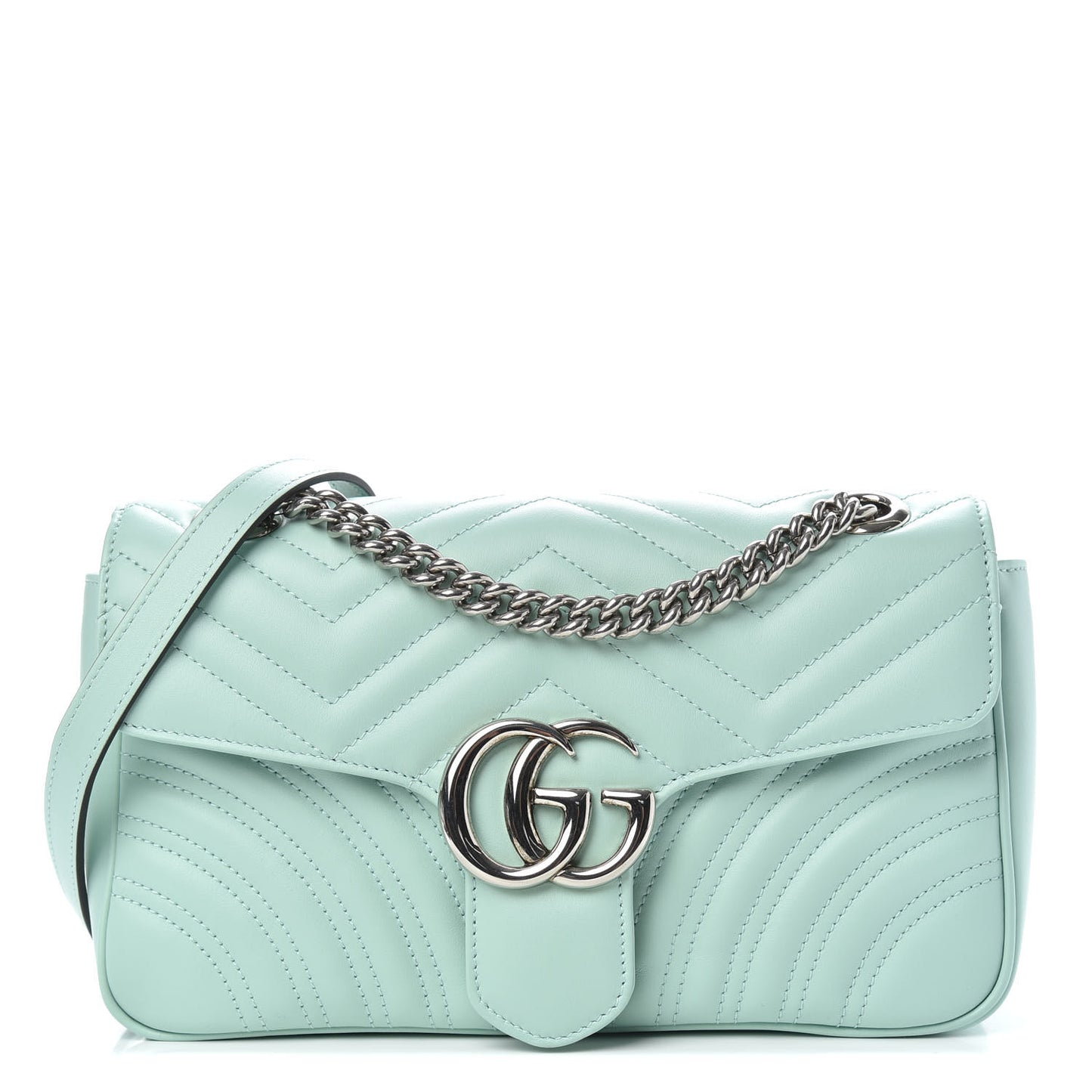 Calfskin Matelasse Small GG Marmont Shoulder Bag Water Green