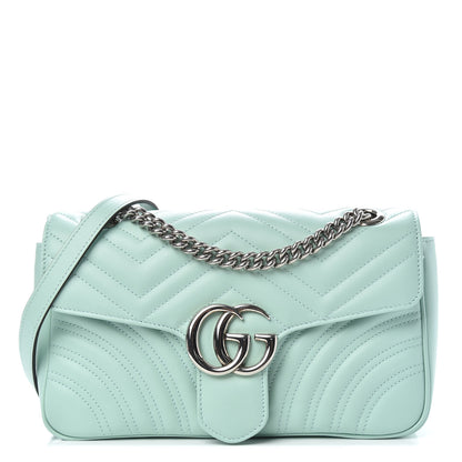 Gucci Calfskin Matelasse Small GG Marmont Shoulder Bag Water Green 1 of 12