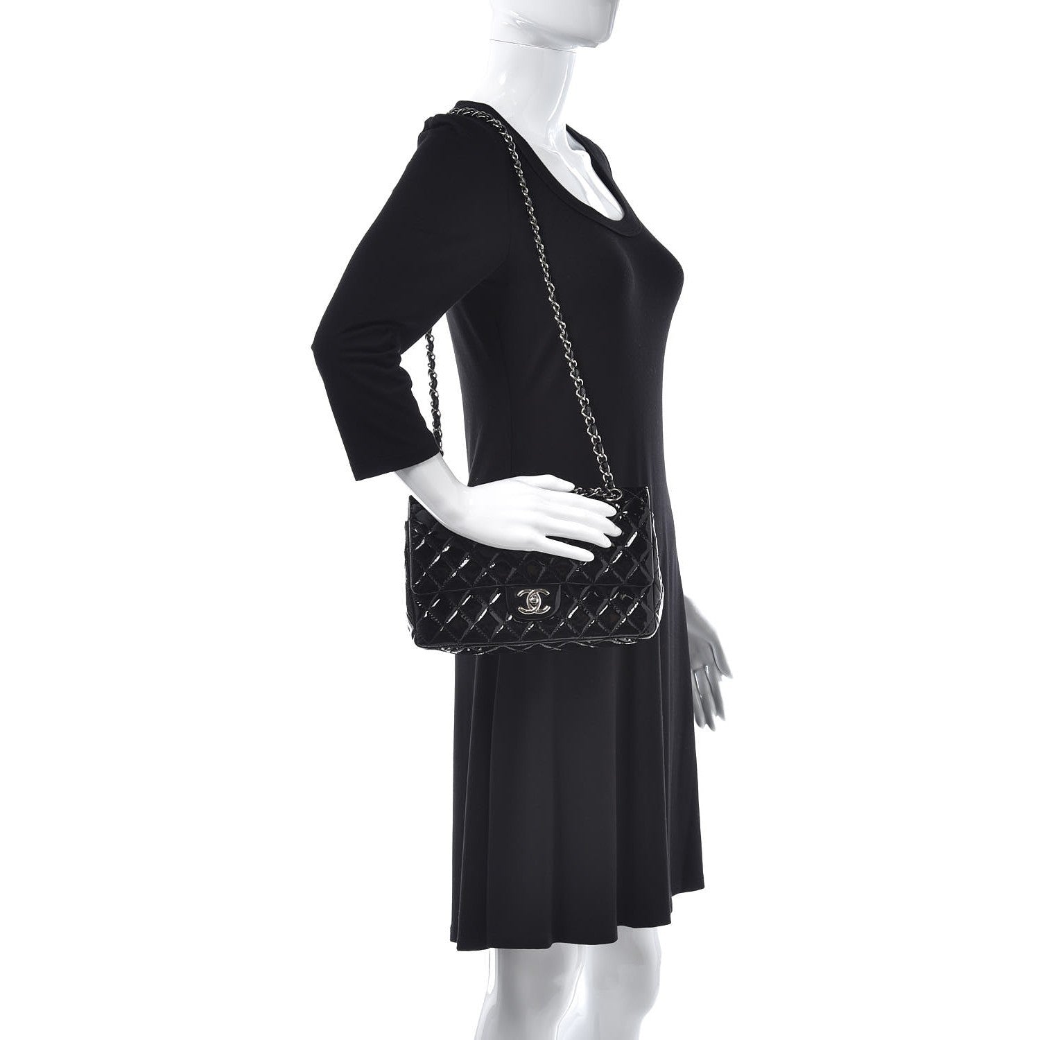 Chanel Patent Quilted Medium Double Flap Black 3 of 8