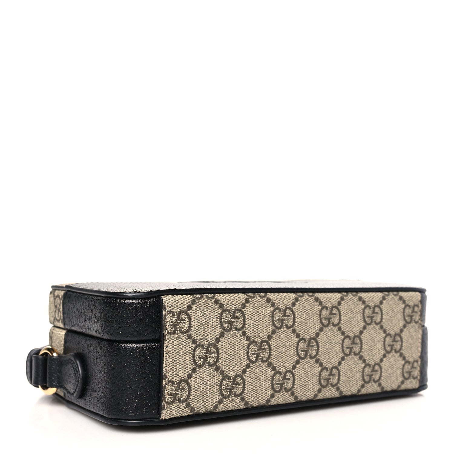 Gucci GG Supreme Monogram Textured Dollar Calfskin Mini New Basket Shoulder Bag Beige Ebony Black 3 of 8