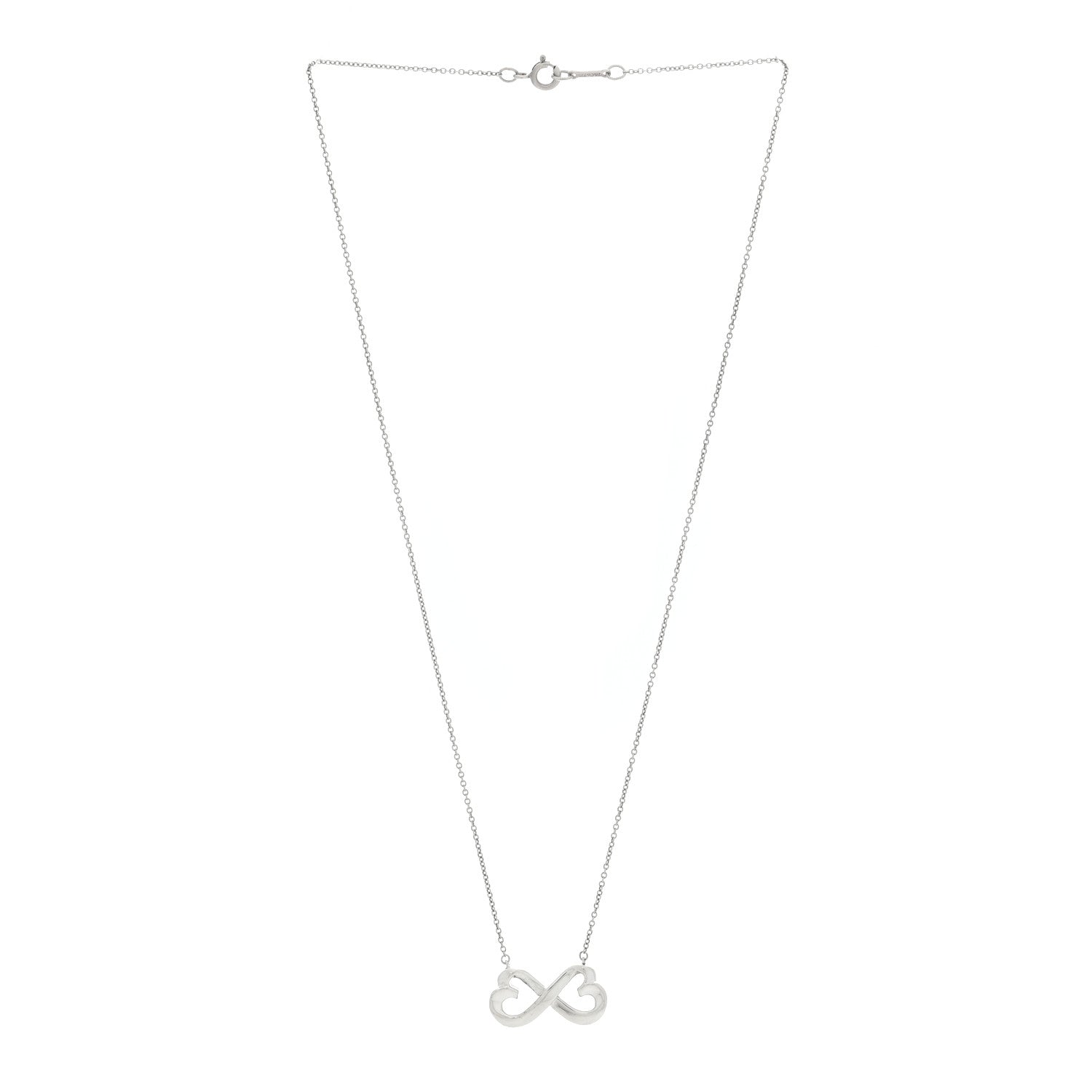 Tiffany Sterling Silver Paloma Picasso Double Loving Heart Pendant Necklace 3 of 4