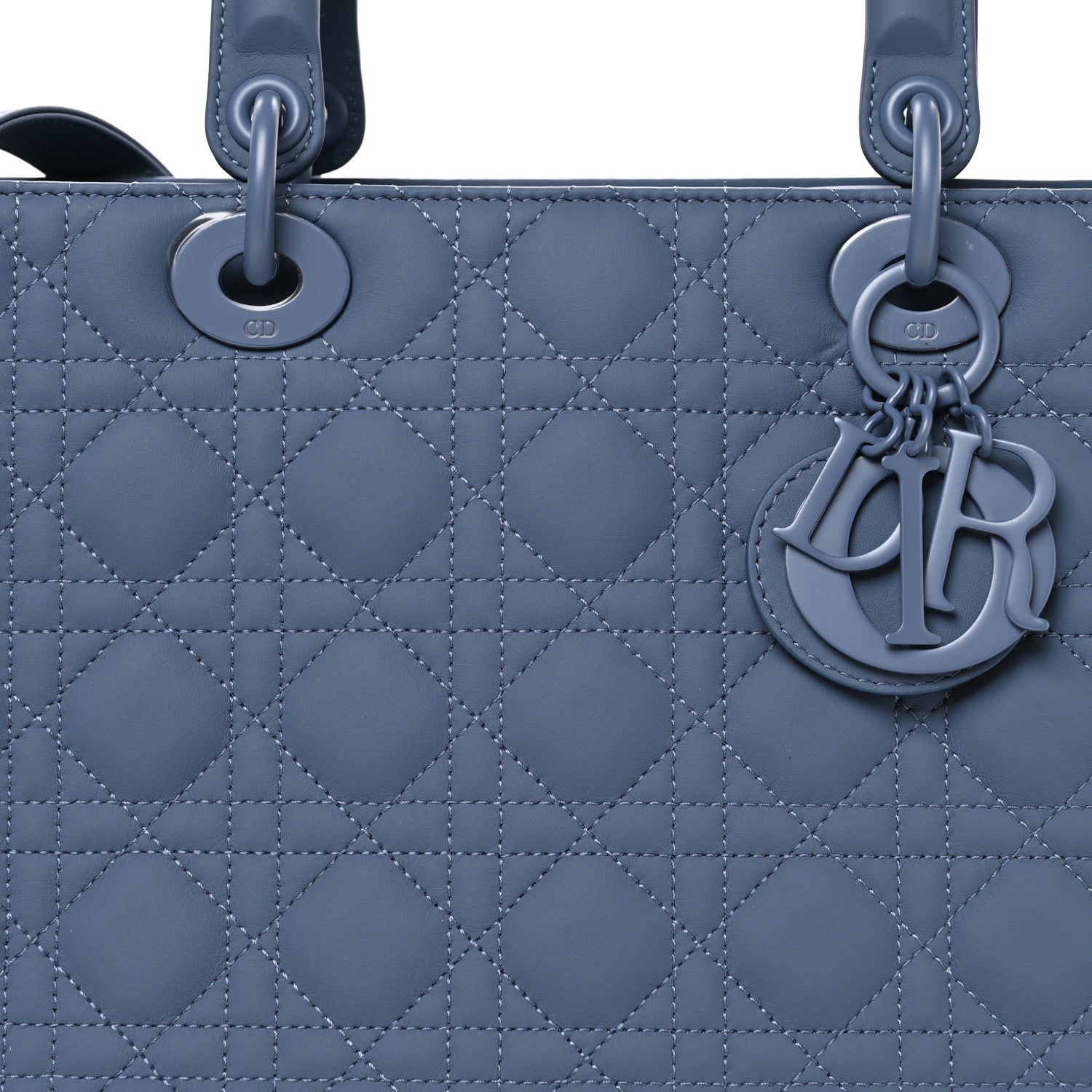 Christian Dior Ultra Matte Calfskin Cannage Large Lady Dior Denim Blue 8 of 10
