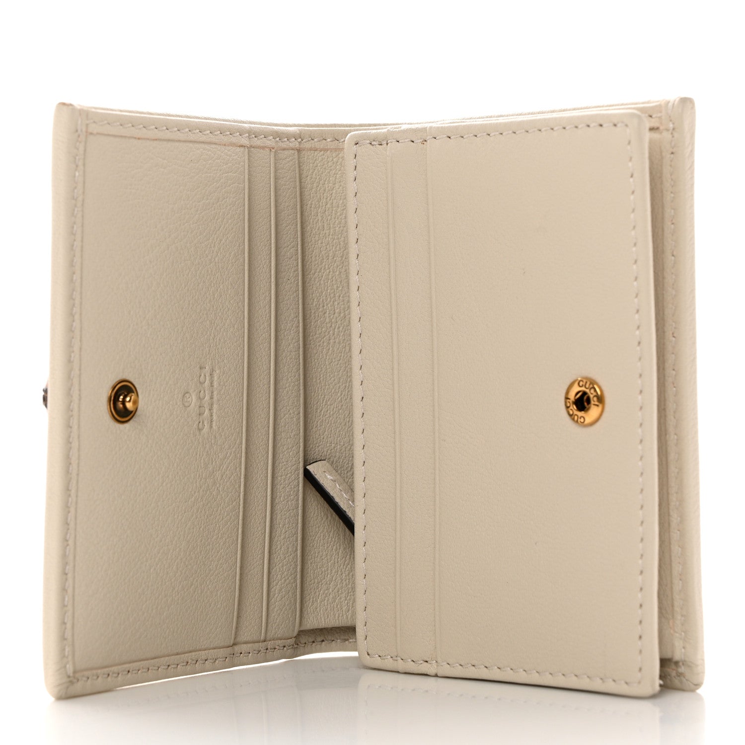 Gucci Wonka Grain Calfskin Diana Card Case Wallet Mystic White 5 of 14