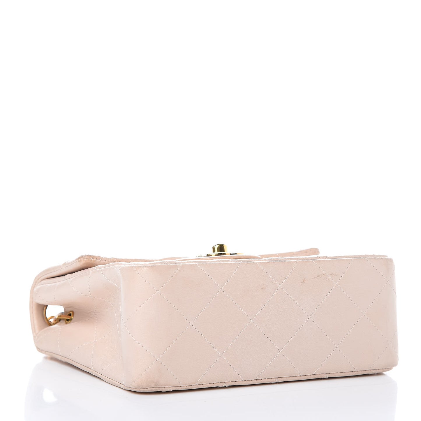 Lambskin Quilted Mini Square Flap Beige