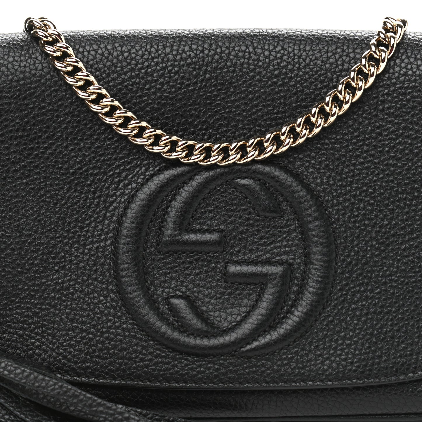 Pebbled Calfskin Medium Soho Flap Crossbody Black