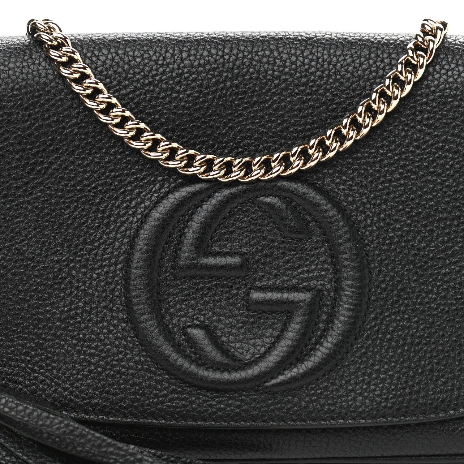 Gucci Pebbled Calfskin Medium Soho Flap Crossbody Black 8 of 10