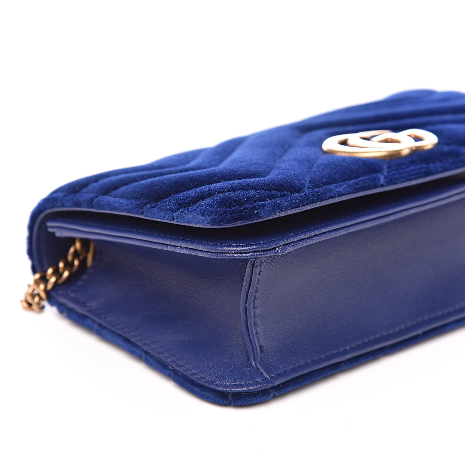 Gucci Velvet Matelasse GG Marmont Mini Bag Cobalt Blue 7 of 12