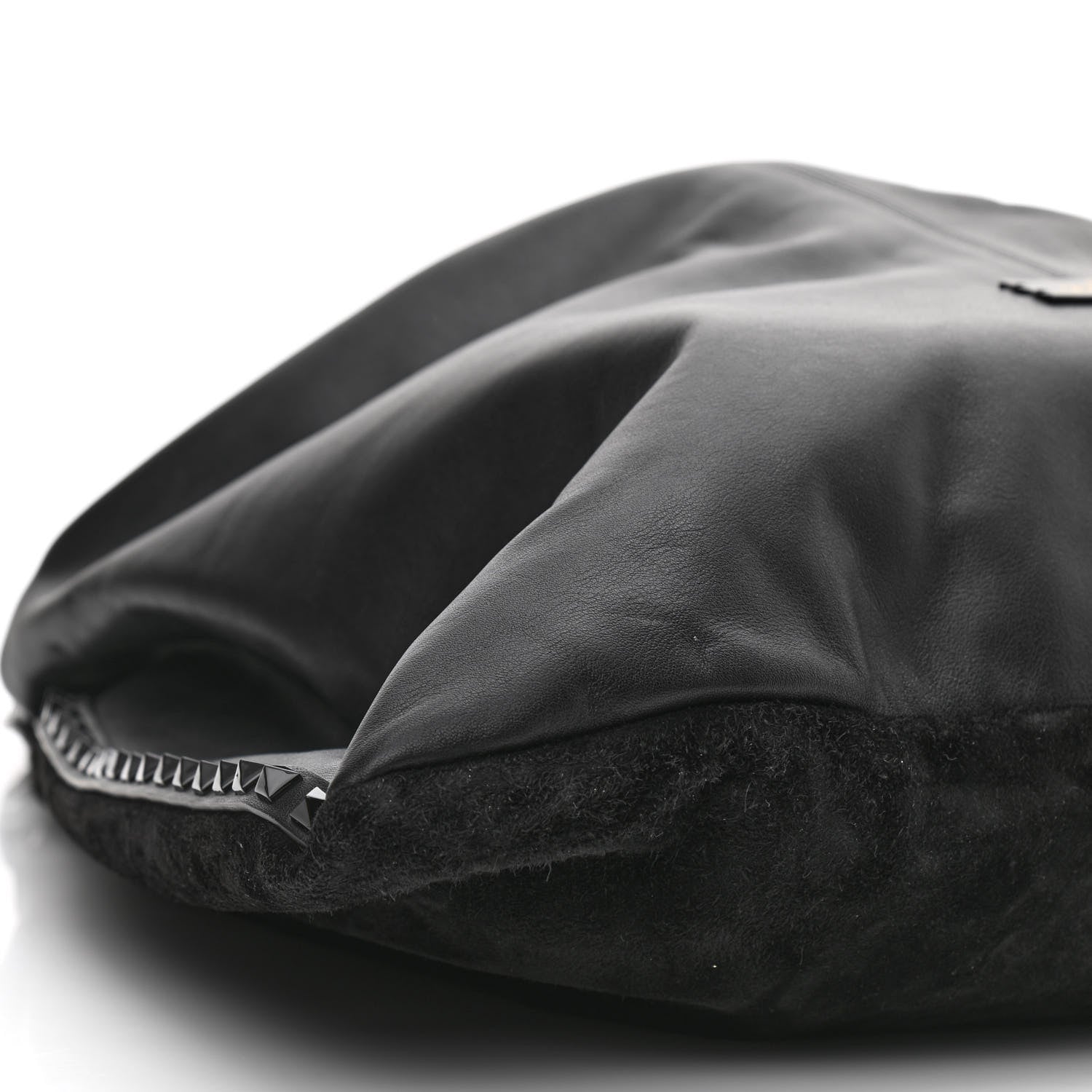 Valentino Garavani Calfskin Suede Rockstud Hobo Black 8 of 9