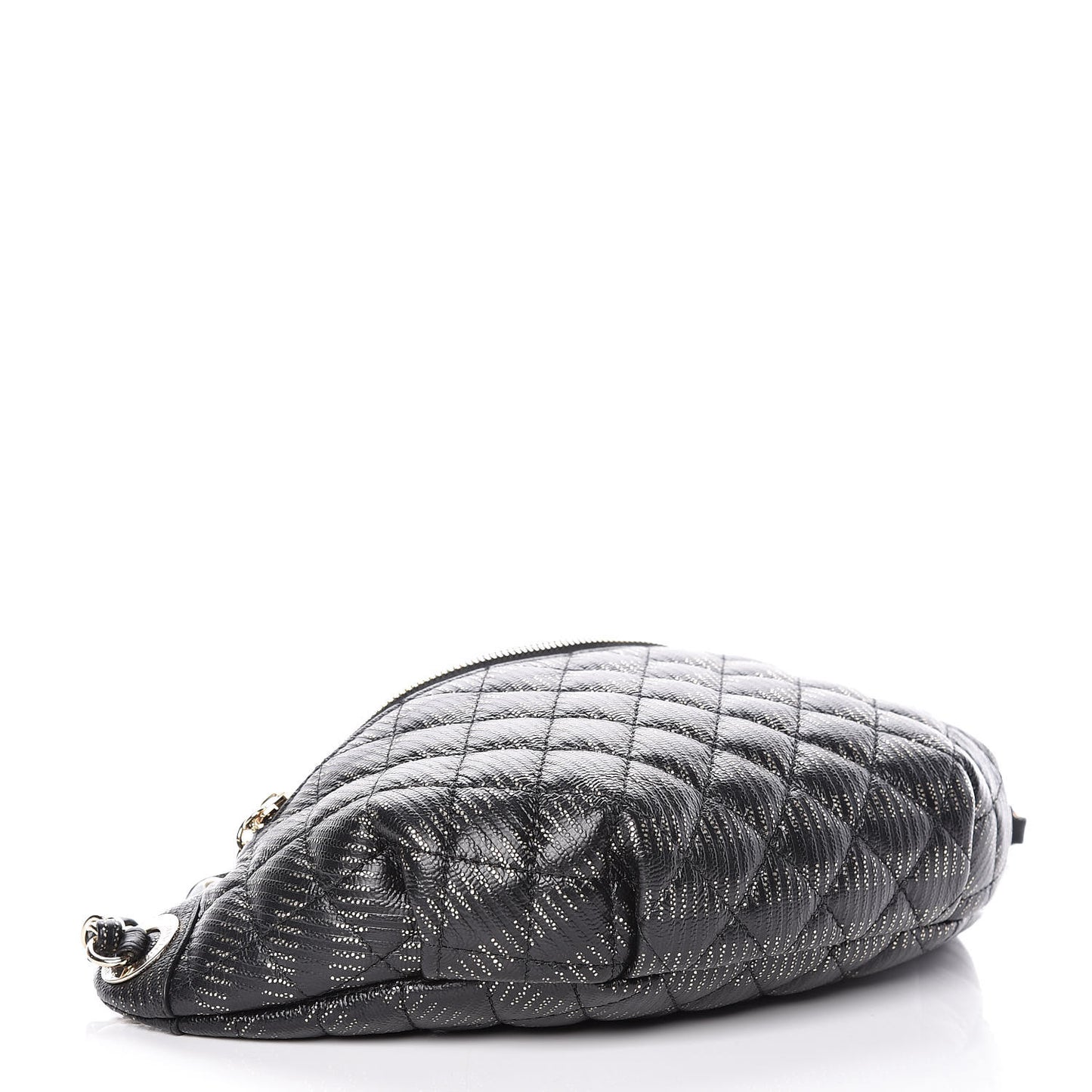 Calfskin Quilted Waist Bag Black Gold