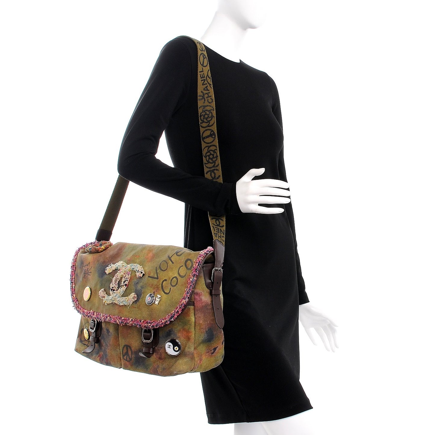 Washed Toile Large Graffiti On The Pavements Messenger Khaki Multicolor