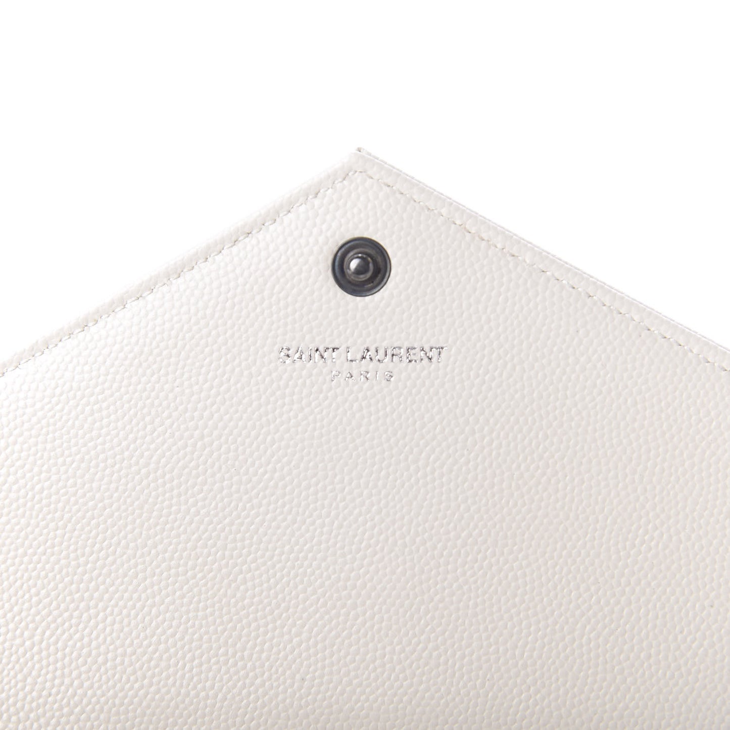 Grain De Poudre Matelasse Chevron Monogram Envelope Chain Wallet Dove White