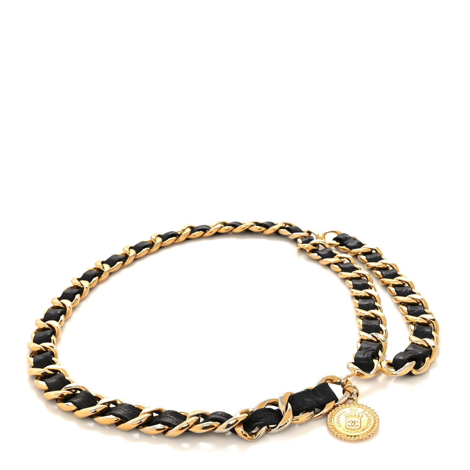 Chanel Lambskin Chain CC Medallion Belt Black Gold 1 of 5