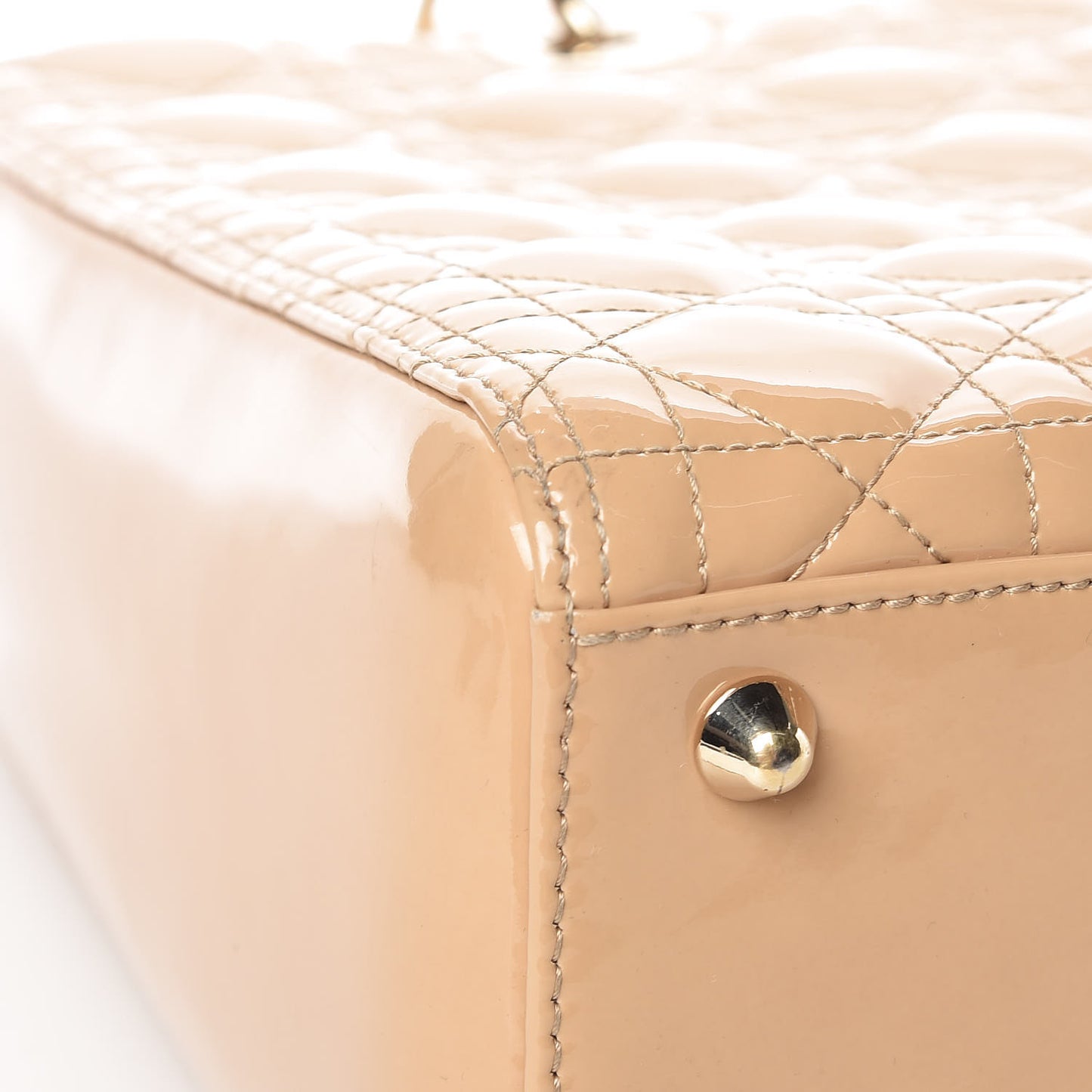 Patent Cannage Large Lady Dior Dark Beige