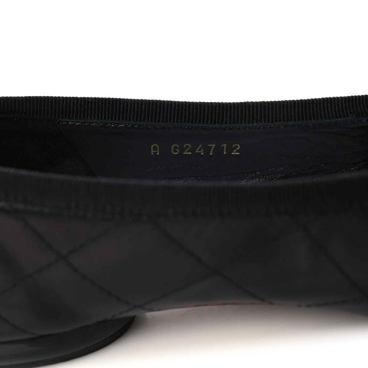 Lambskin Quilted Cambon Ballerina Flats 36.5 Black