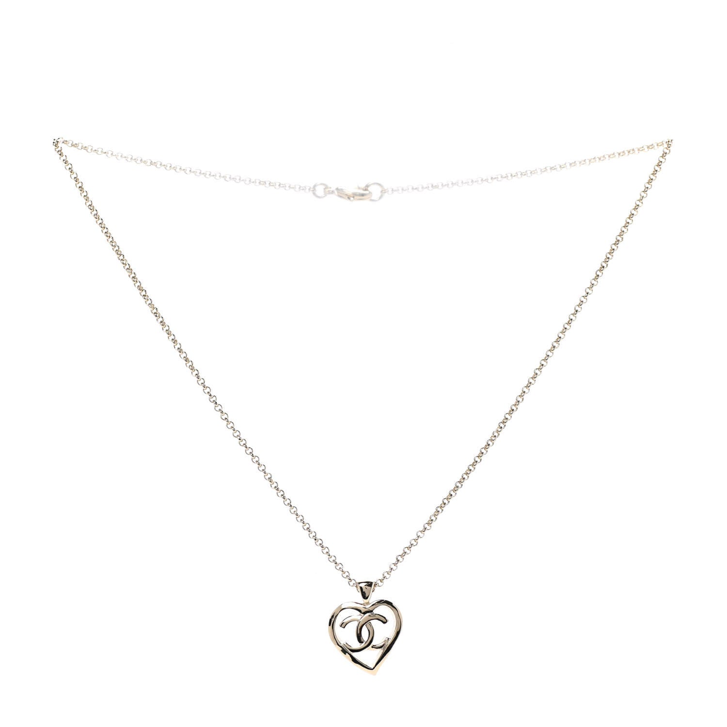 Chanel CC Heart Chain Pendant Necklace Gold 3 of 6