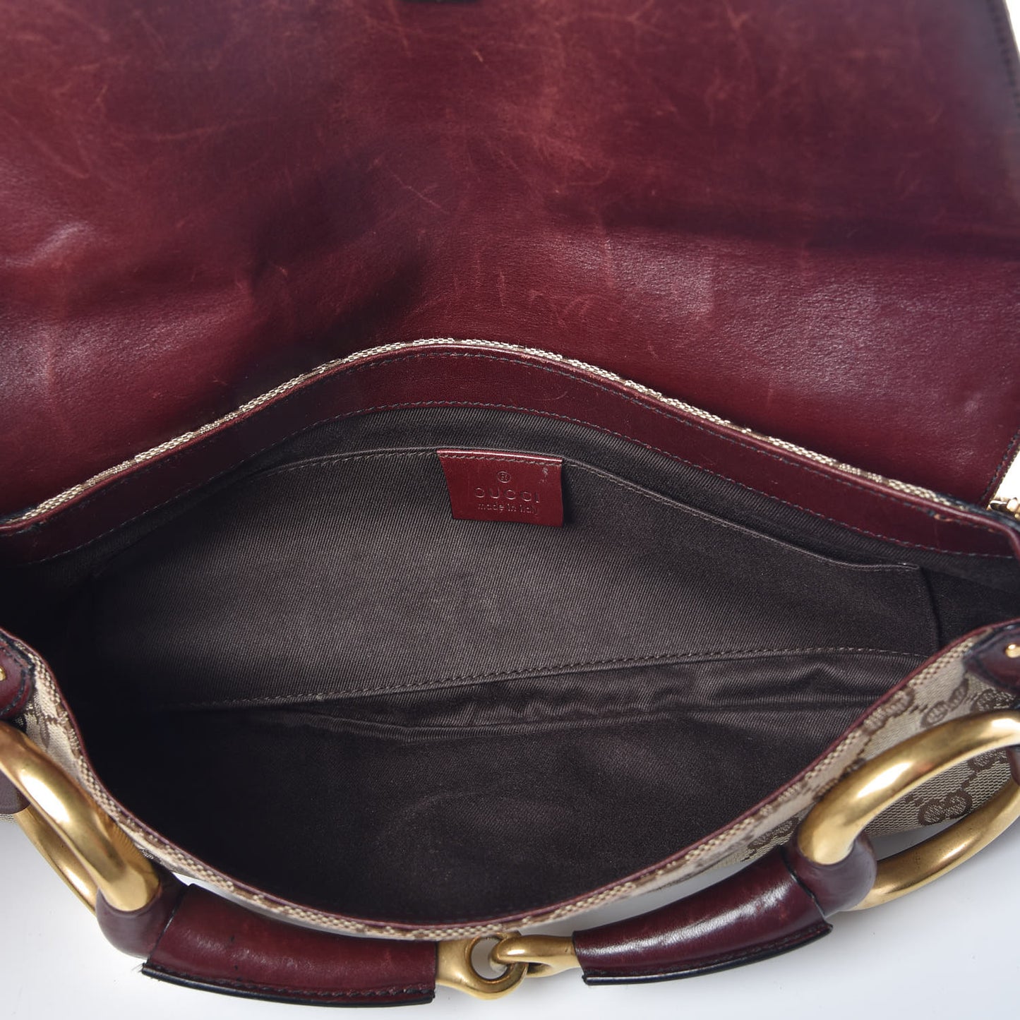Monogram Studded Large Horsebit Clutch Bordeaux