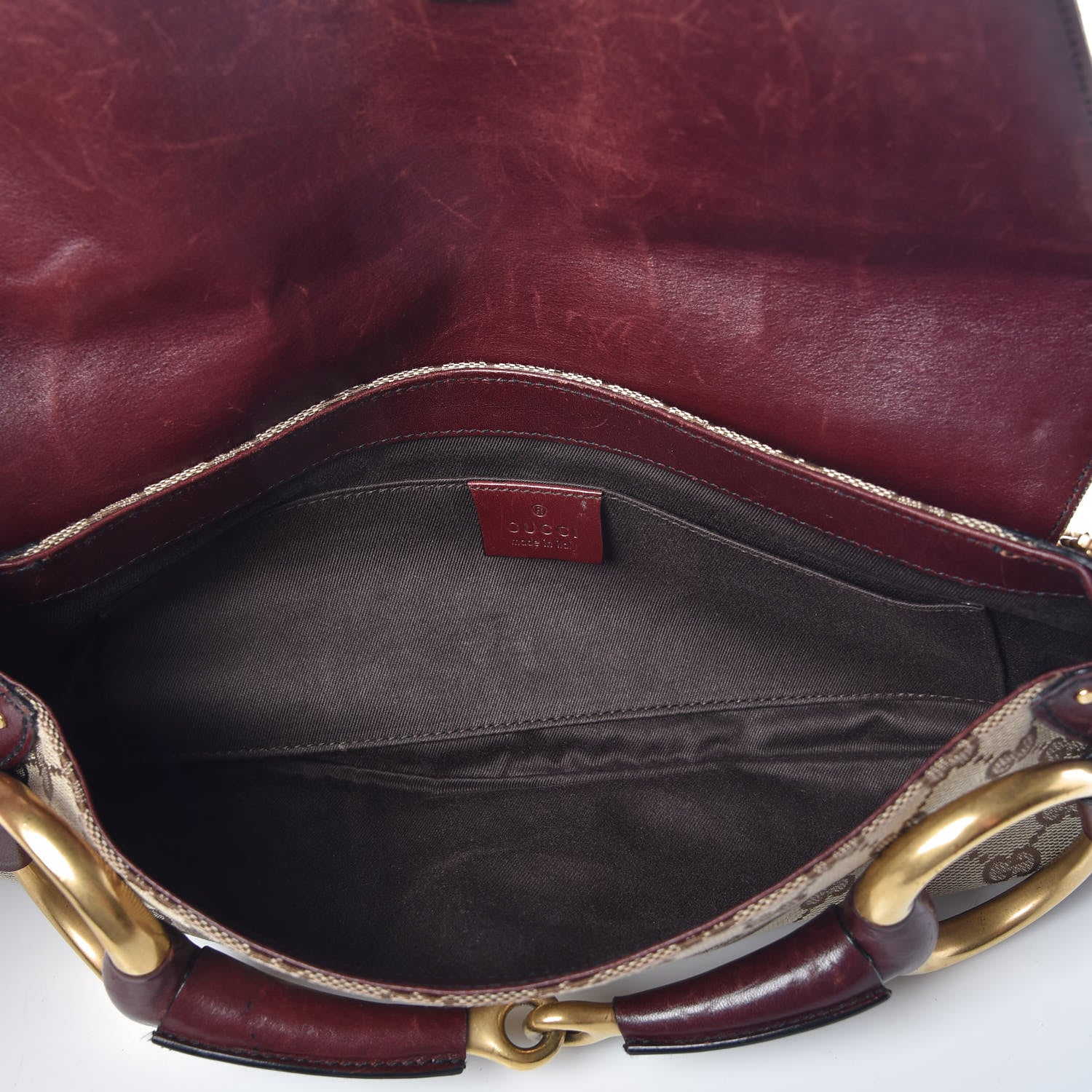Gucci Monogram Studded Large Horsebit Clutch Bordeaux 5 of 11
