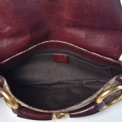Gucci Monogram Studded Large Horsebit Clutch Bordeaux 5 of 11