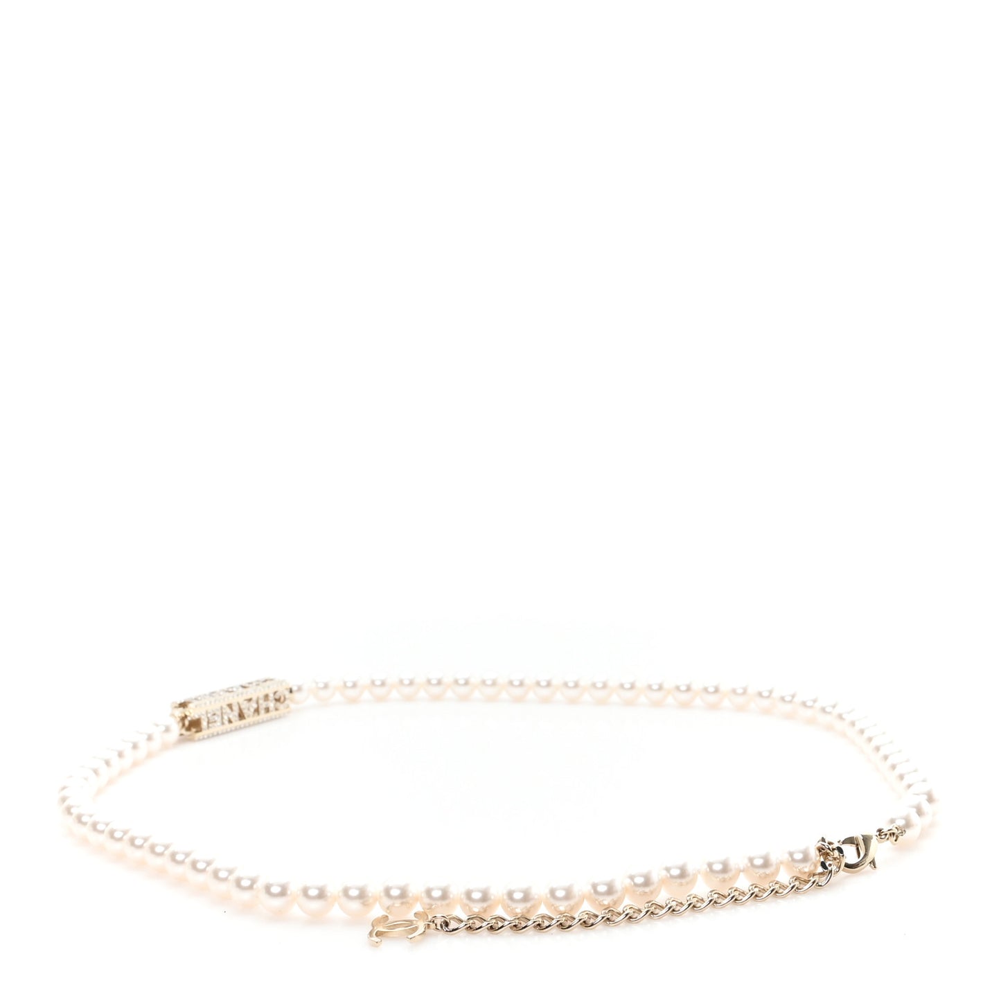 Pearl Crystal CC Logo Belt 80/32 Gold