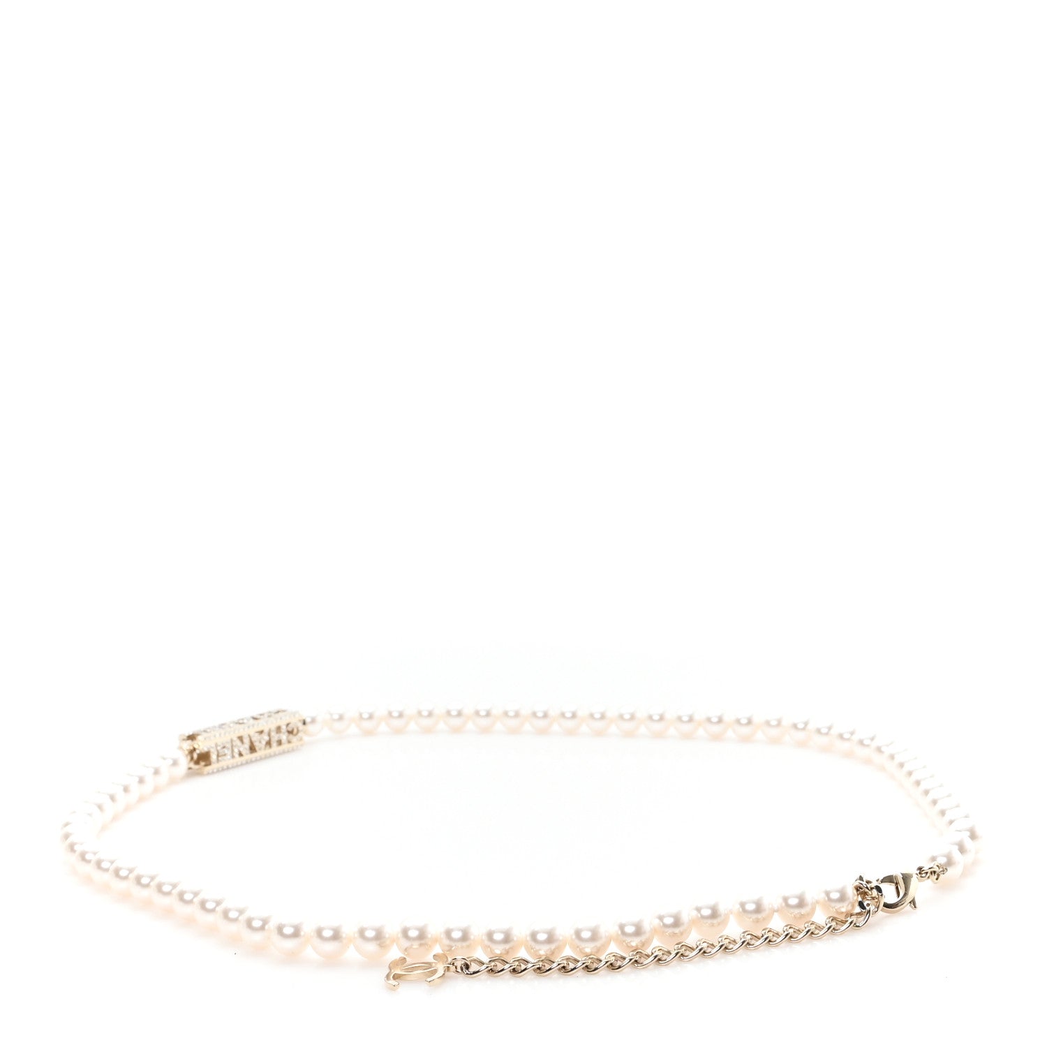 Chanel Pearl Crystal CC Logo Belt 80/32 Gold 2 of 3