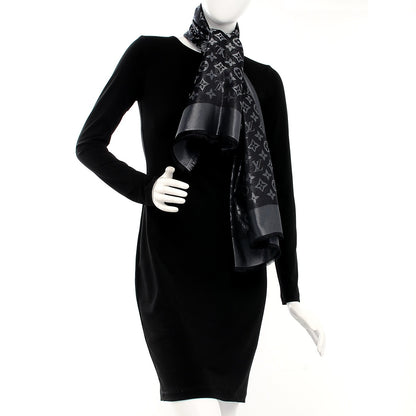 Louis Vuitton Silk Lurex Wool Monogram Shine Shawl Black 2 of 4