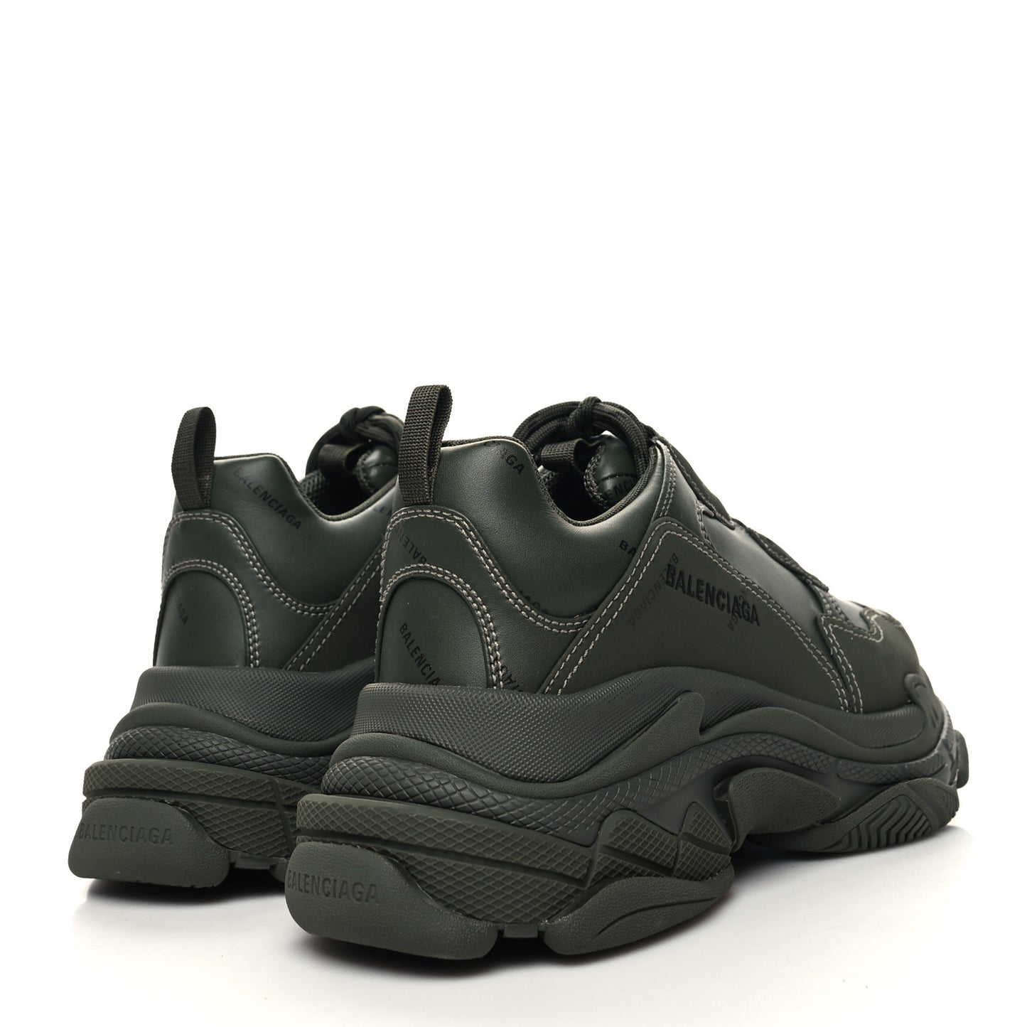 Technical Fabric Allover Logo Mens Triple S Sneakers 43 Kaki Black