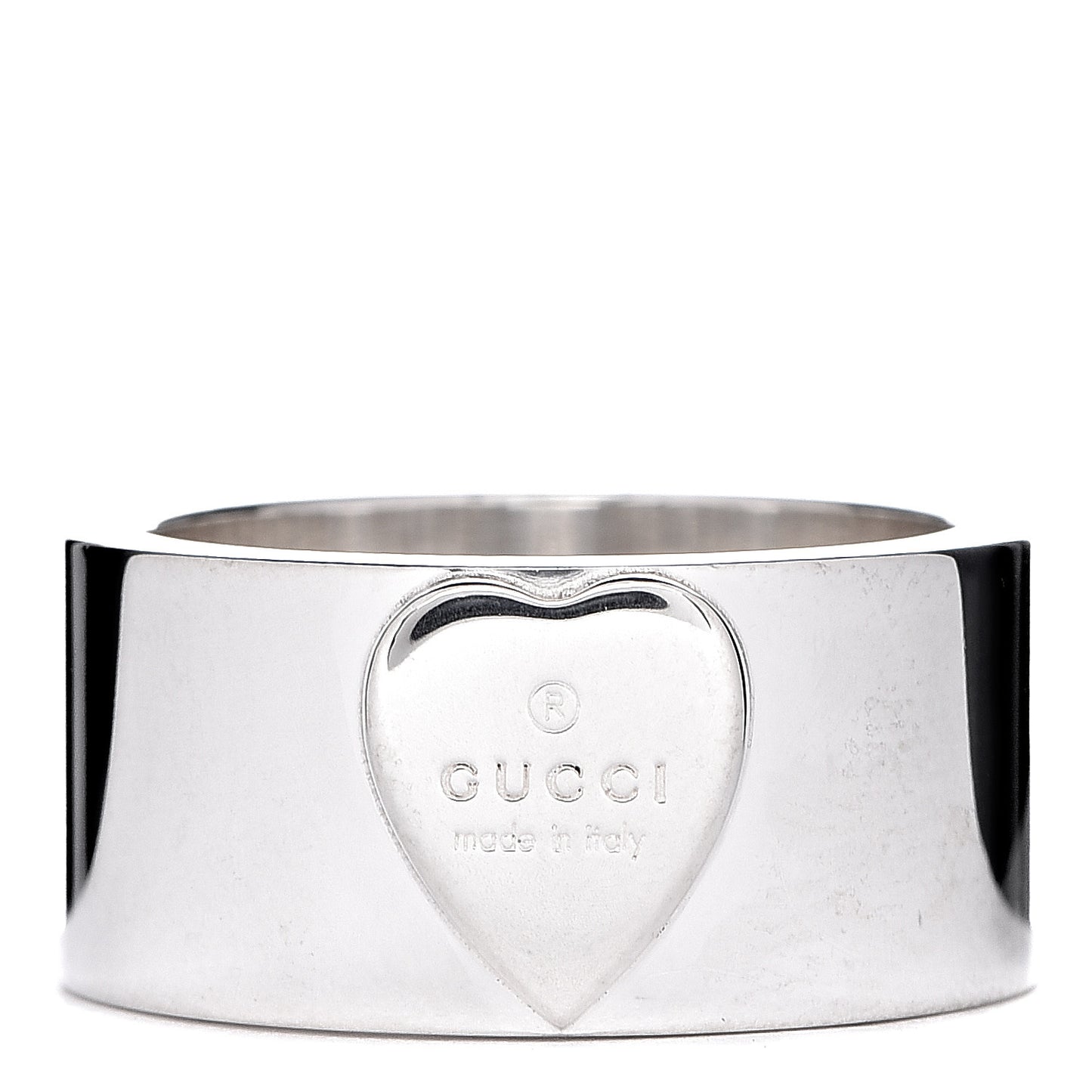 Sterling Silver 10mm Trademark Heart Wide Band Ring 56 7.5