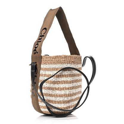 Chloe Raffia Calfskin Small Woody Striped Basket Bag Grove Brown 2 of 4