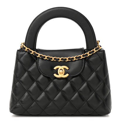 Chanel Shiny Aged Calfskin Quilted Nano Kelly Shopper Black 1 of 12