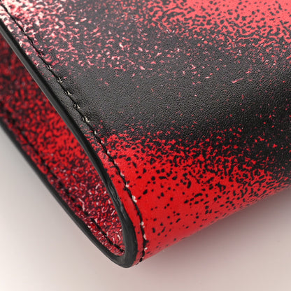 Alexander McQueen Calfskin Four Ring Sprayed-Print Flat Pouch Clutch Bag Red Black 8 of 9
