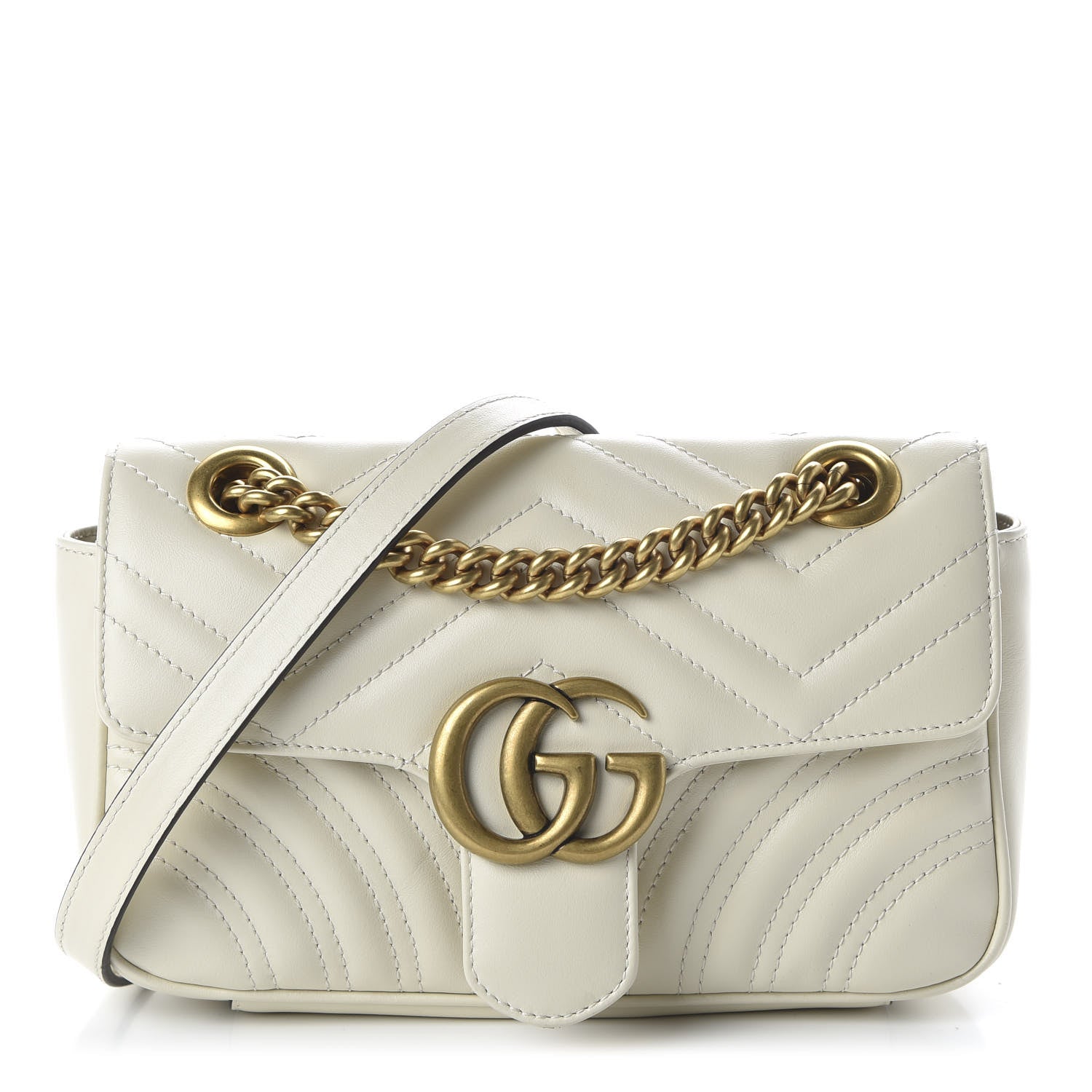 Gucci Calfskin Matelasse Mini GG Marmont Shoulder Bag White 1 of 10