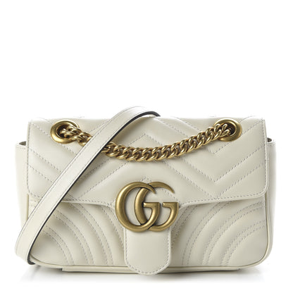 Gucci Calfskin Matelasse Mini GG Marmont Shoulder Bag White 1 of 10